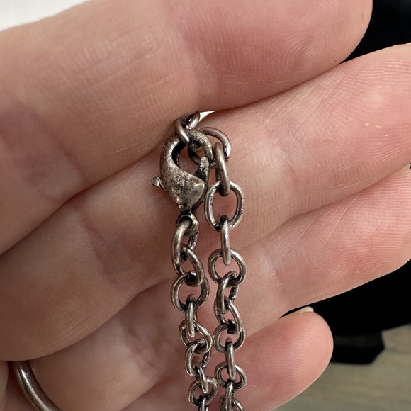 Retro Blue Silver Statement Necklace Diamond Oval Ellipse Crescent Geometric - Picture 4 of 8